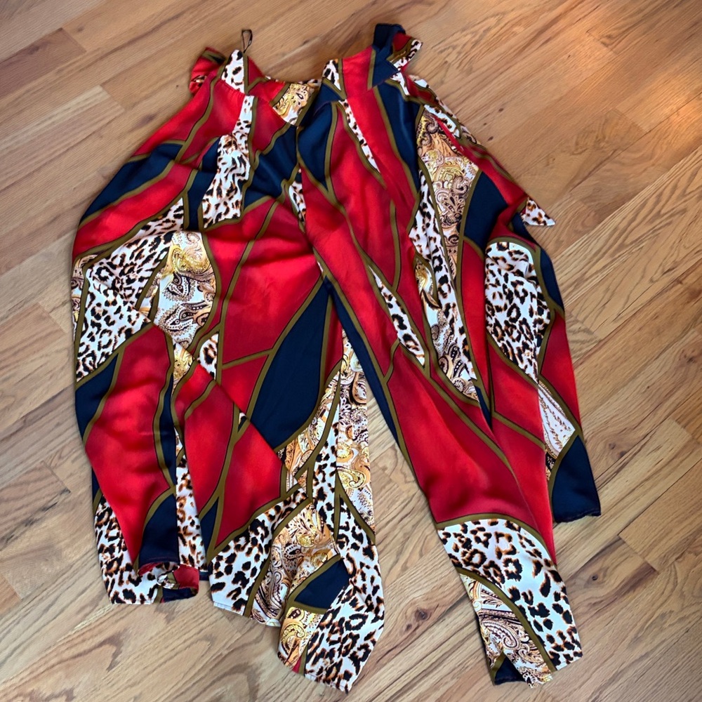 Baroque leopard Wide-Leg flowy pants